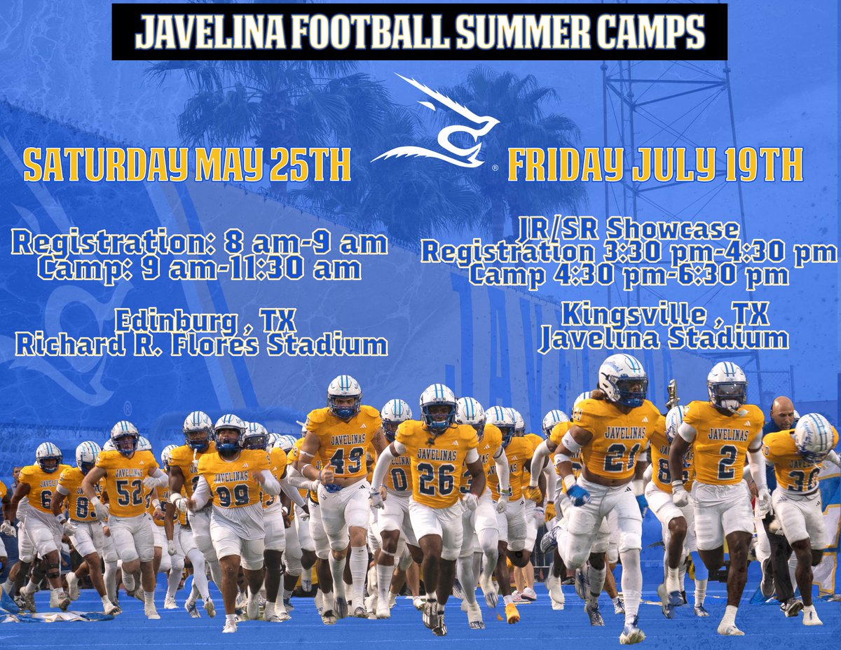 Camp season is right around the corner. These two camps are huge for us in recruiting every year! Get locked in with us before spots fill up! 👇👇 javelinafootballcamps.totalcamps.com/About%20Us