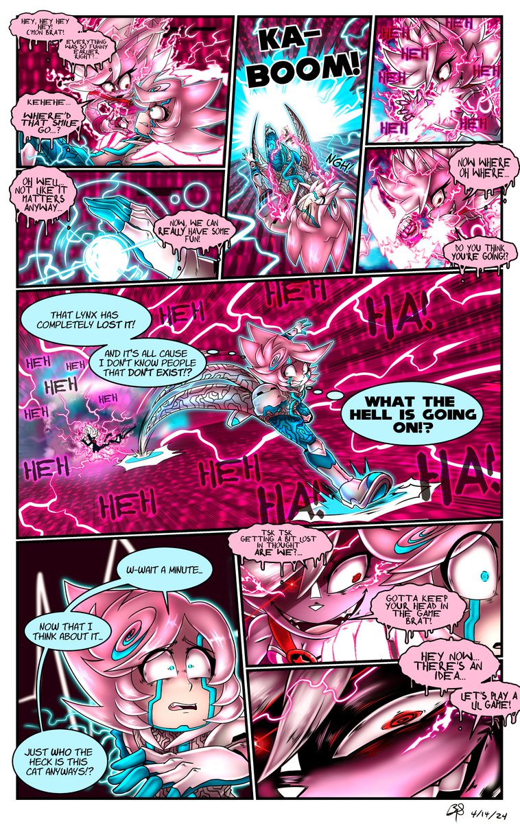 Boy oh boy Sage you've got your work cut out for you 0_0 
On a side note drawing Nicole going off the deep end is surprisingly fun 😅

#Comic #fanart #sonicfanart #SageRobotnik #Nicolethehololynx #sonicfrontiers #Archiesonic #OverclockNicole #OverloadNicole  #superform…