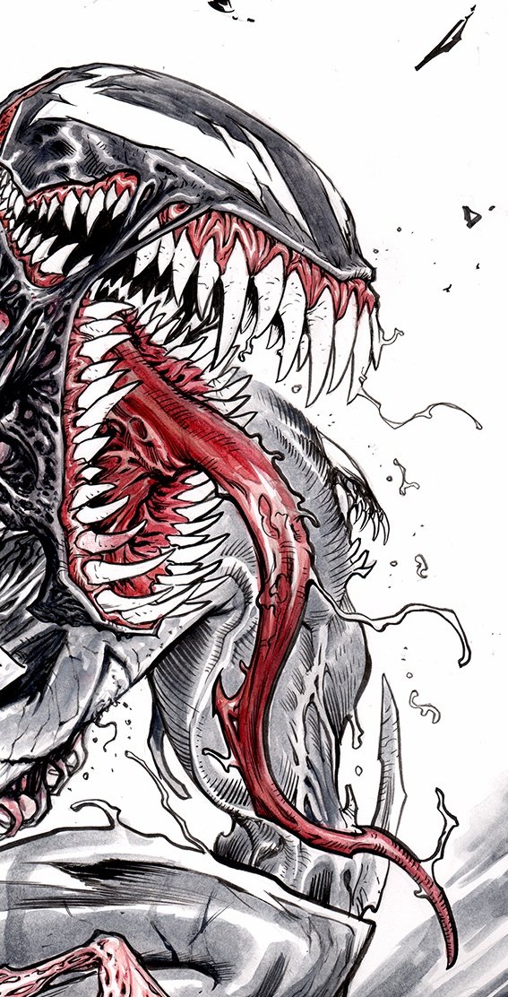 Final inks! Venom #34. detail of a double Splash