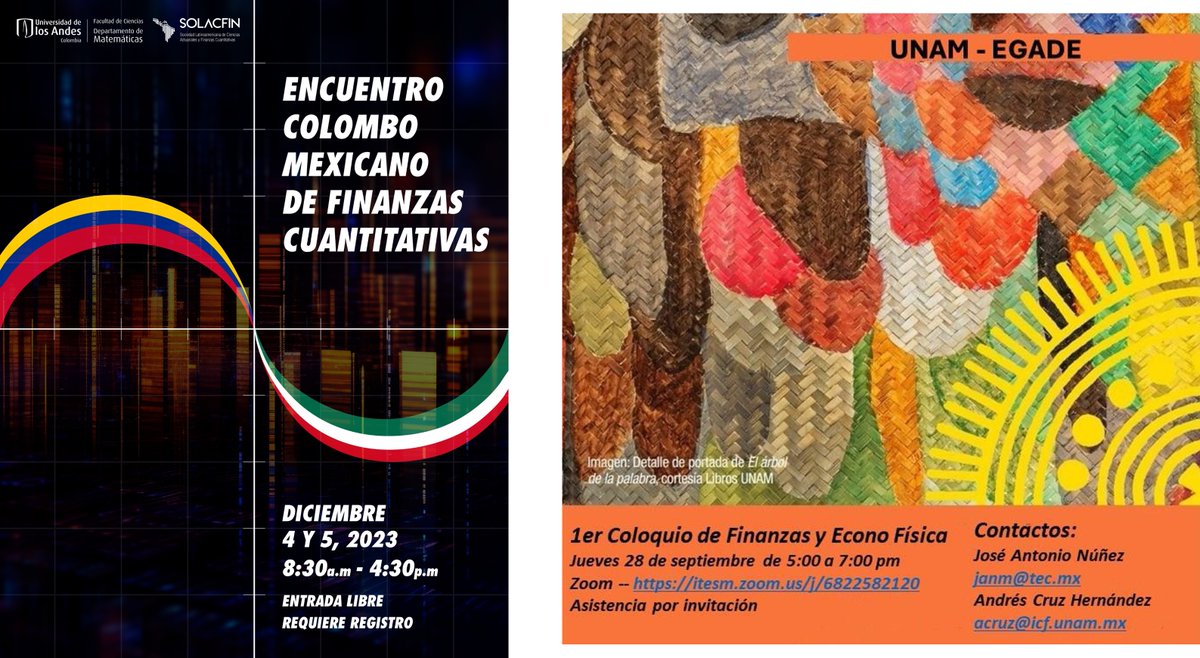 COPA_Uniandes's tweet photo. A finales de 2023, COPA participó en dos eventos internacionales del campo de finanzas cuantitativas para el Agro colombiano. Más información en: https://t.co/KBYNKiqTOf https://t.co/Z0HwYmuU5W