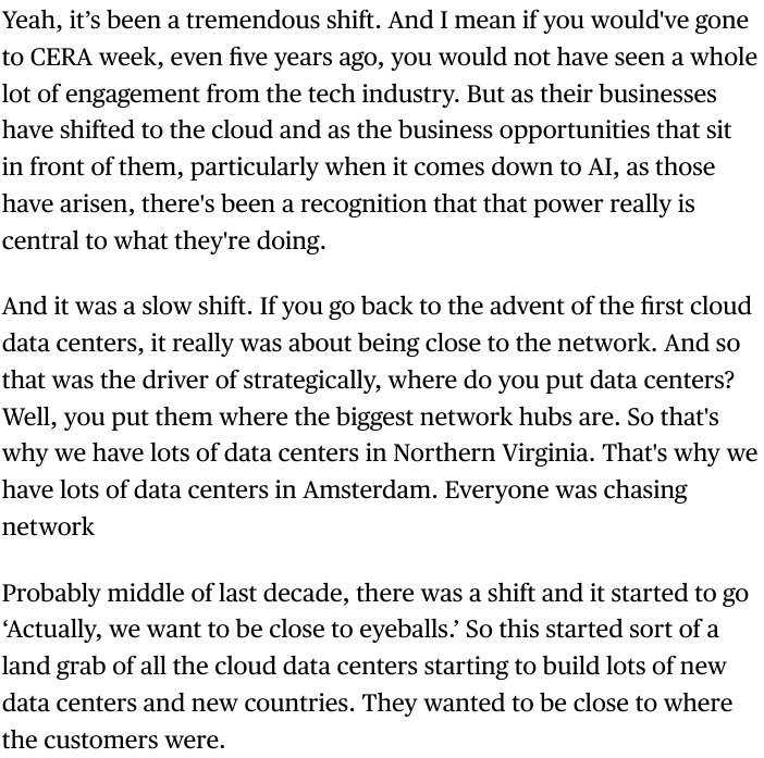 Cambridge Energy Research Associates (CERA): 'It’s been a tremendous shift. And I mean if you would've gone to CERAweek [in Houston], even 5 years ago, you would not have seen a whole lot of engagement from the tech industry'