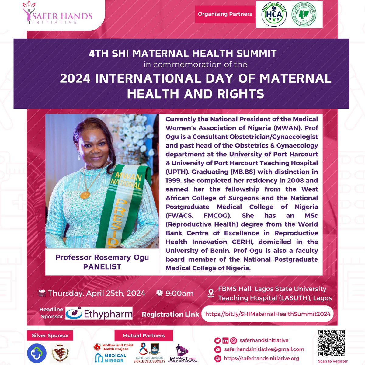 Meet some of the panellists for our upcoming #MaternalHealthSummit cc @NafdacAgency @abankethomas @BKFAust @MwanNigeria We hope to see you there! PS, register via this link for reservations: forms.gle/nnvWk4MWytPQrm… #SHIIDMH #IDMH #IDMH2024 #SHI #MaternalHealth #MaternalRights