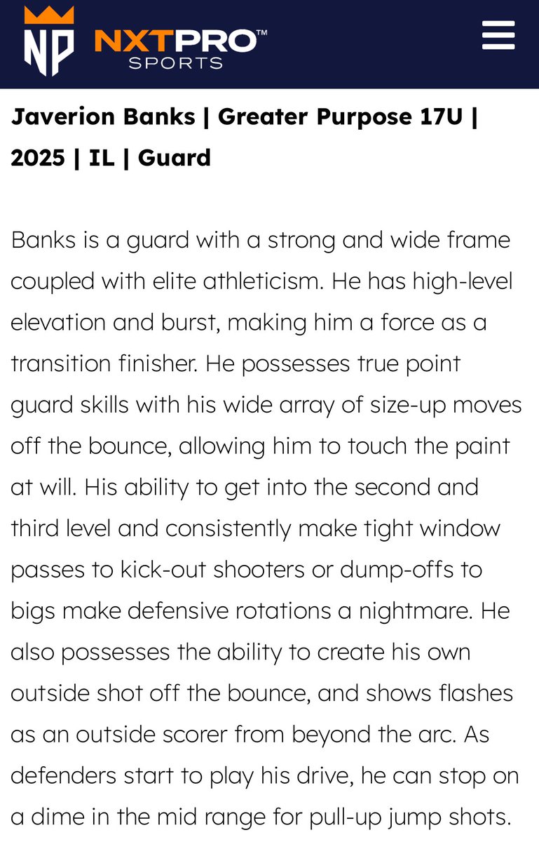 2025 6’0 G @JaverionBanks13 highlighted for his standout play this weekend. @_gpaschaumburg Thanks for the amazing coverage all weekend by @kyleunruh @JustinMatcham @_LarroHoops @ZWilbs35 @NxtProHoops