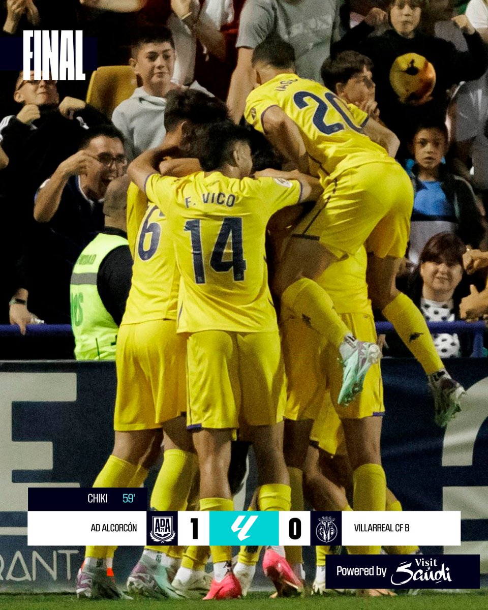 FINAL #AlcorcónVillarrealB 1-0 💛 ¡El @AD_Alcorcon se impone por la mínima y suma tres puntos vitales en #LALIGAHYPERMOTION! #ResultsByVisitSaudi