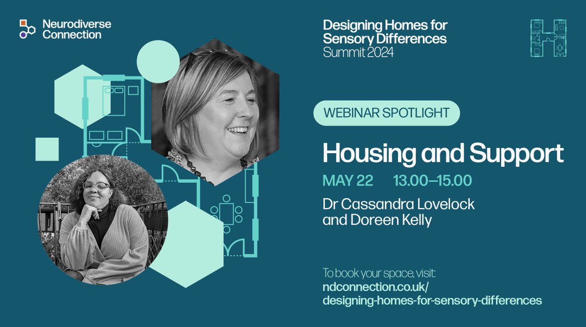 NDConnectionUK's tweet photo. Join Doreen Kelly and Dr Cassie Lovelock @Soapsub for our second free webinar in our Designing Homes for #SensoryDifference Summit. Booking now open for this and other talks on our website: https://t.co/tDu7CrEq0v https://t.co/wceFPoFXIy