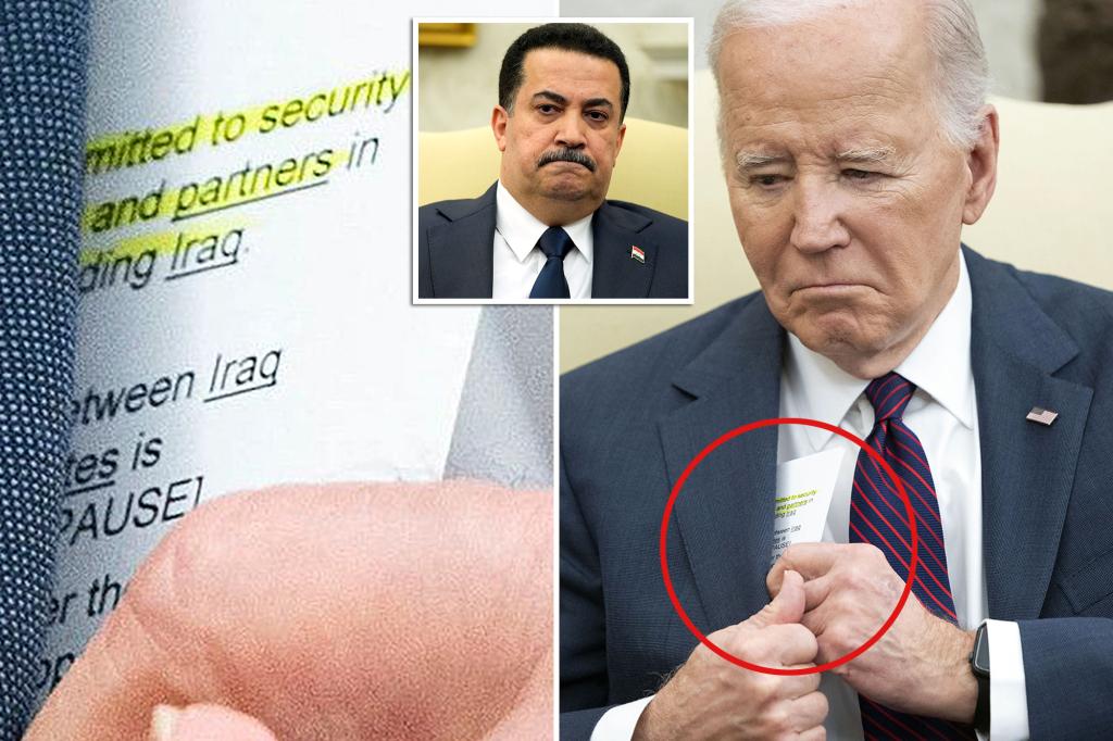Biden cheat sheet for Iraq PM meeting caught on camera — including instructions to ‘pause’ trib.al/s6Cwctr