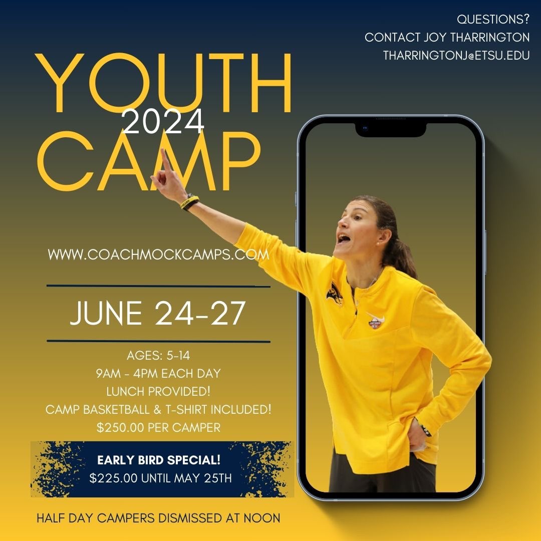 ETSU_WBB's tweet photo. 🚨🚨🚨Sign up today for our Youth Camp! Take advantage of our Early Bird Special through May 25th!!!🚨🚨🚨 https://t.co/uqiukrmnzx