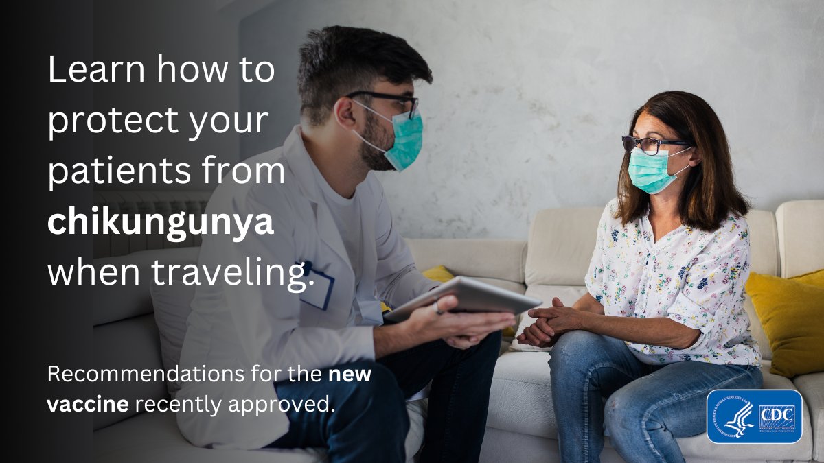 #HealthcareProviders: chikungunya virus is found in many countries across the world. Some U.S. travelers can be vaccinated to prevent getting sick.

Read ACIP recommendations: bit.ly/3uOvpht