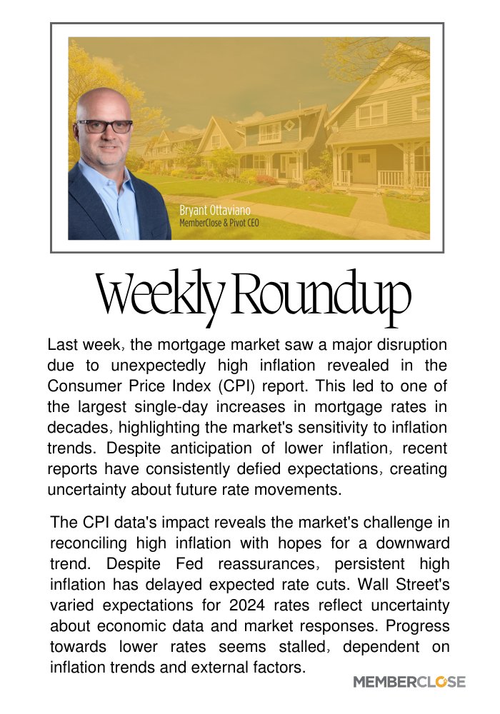 View this weeks full Weekly Roundup newsletter crafted by Bryant Ottaviano, the CEO of MemberClose, as he separates fact from fiction. 👇
mortgageratesweekly.com/1stmortgages/6…

#MortgageRates #RealEstate #FinanceNews #WeeklyRoundup #HousingMarket #InterestRates #Economy