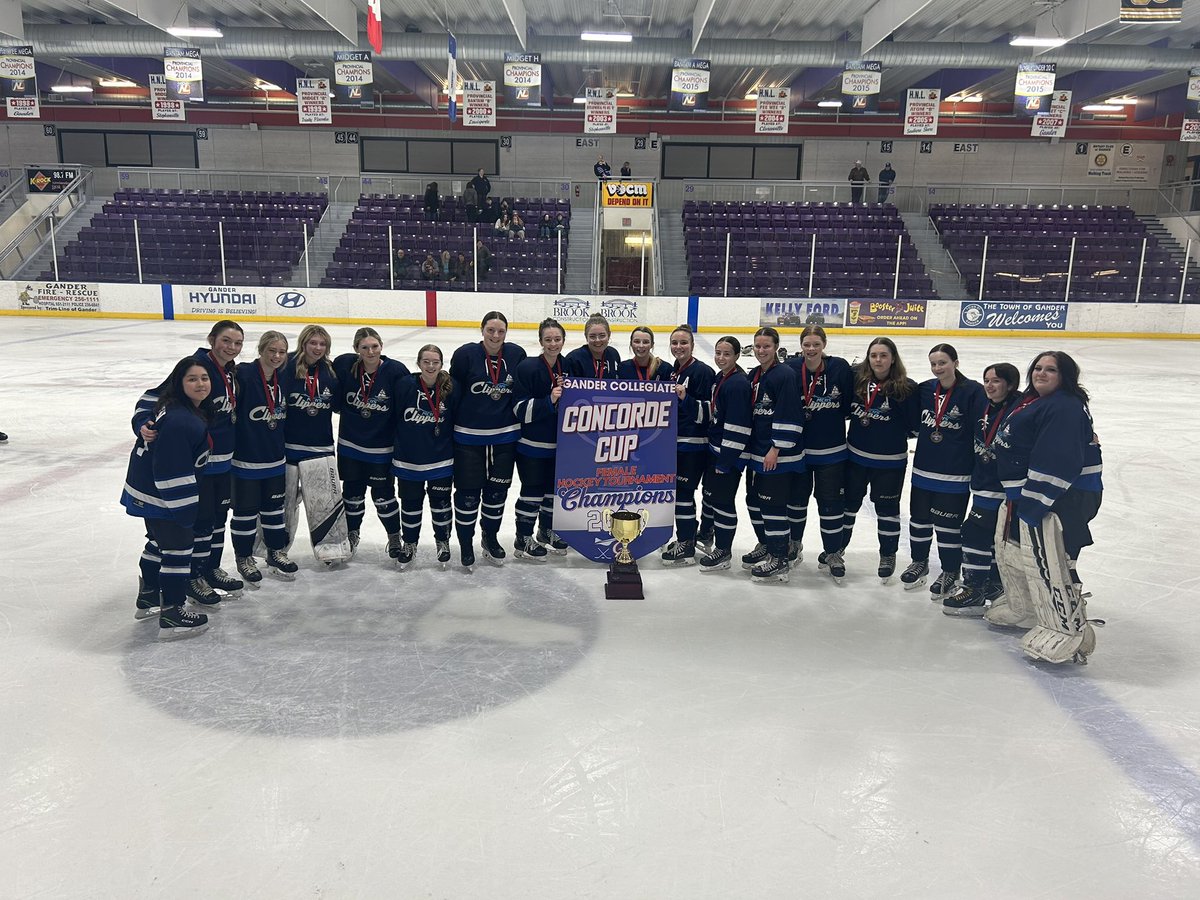 Congratulations to our Girls Hockey team! The Clippers captured the Concorde Cup in Gander this weekend. Thanks @GC_Concordes for hosting us! A big “thank you” to @cusick55, our volunteer coaches, & our always supportive parents/guardians. Way to go, Clippers! @NLSchoolsCA