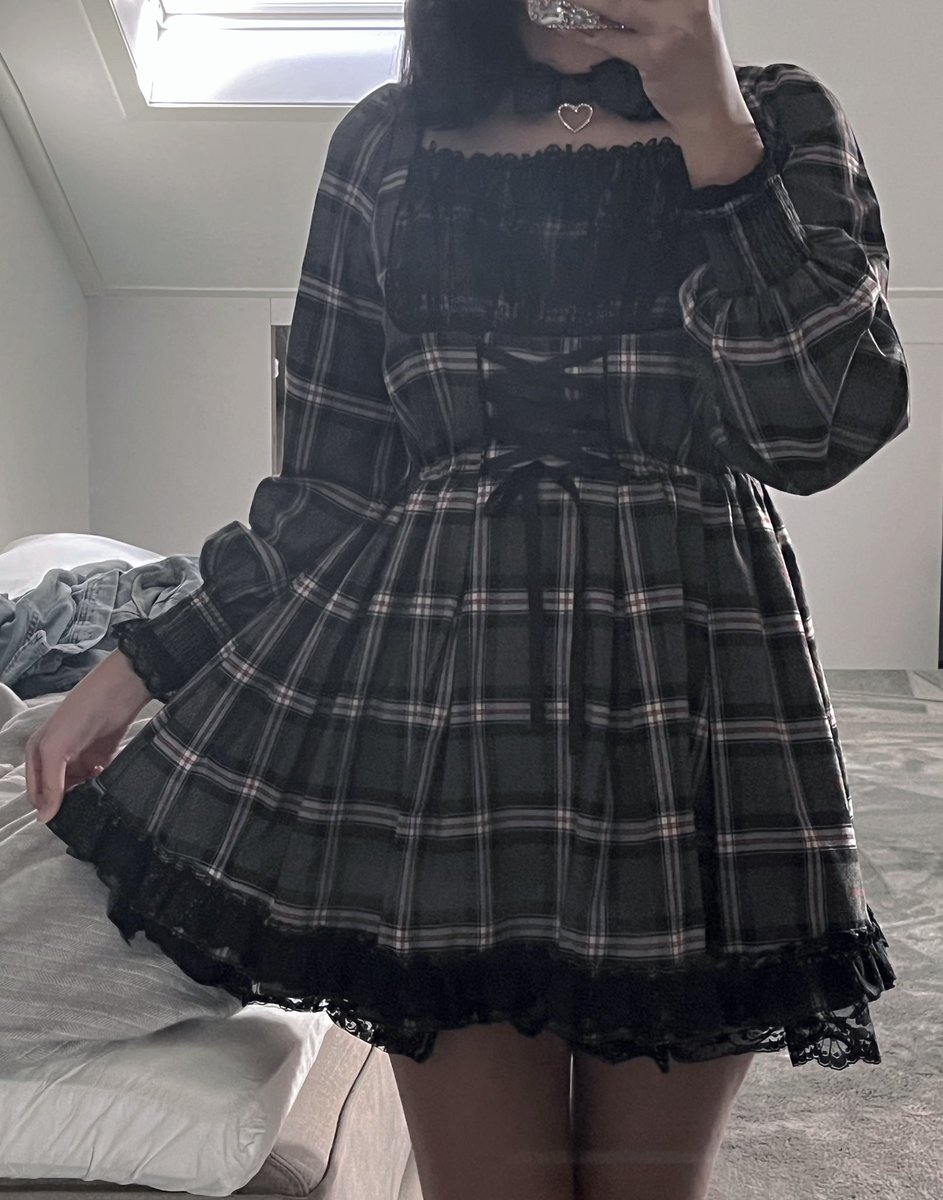 my new dress with a matching choker arrived in the mail!!!! 🎀