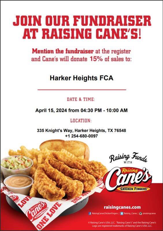 fca_hhhs's tweet photo. Come support your HHHS FCA tonight at Canes Harker Heights! https://t.co/carsex24Y6