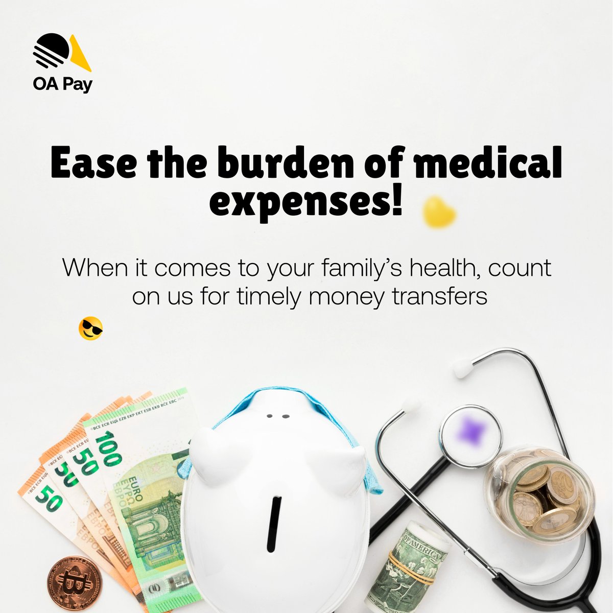 Unexpected medical bills? 💉🩺

Don't stress — Count on us for swift money transfers to ease the burden and ensure your loved ones get the care they need 💵🌍

#MedicalBills #HealthcareCosts #MedicalExpenses #HospitalBills #OAPay #OneAfrica #RemitWithOAPay #MoneyTransferApp