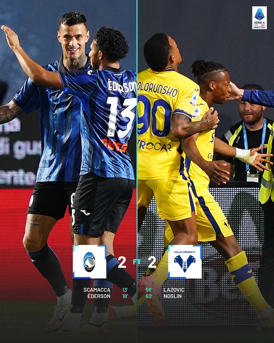 𝗙𝗧 A whirlwind of a match ends in a draw 🌪️🤝 #AtalantaVerona