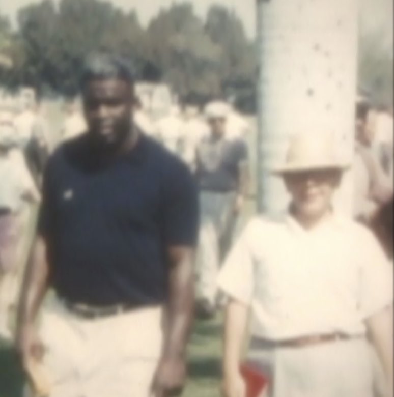 Here’s my dad with the man,
Jackie Robinson in February of
1957 in Miami Springs, Florida. 
Jackie’s autograph is in that red book. 

#JackieRobinson
#JackieRobinsonDay