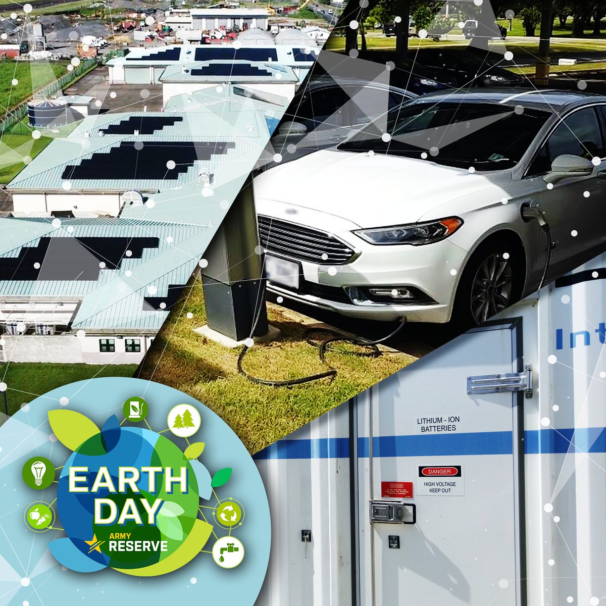 The @USArmyReserve is combatting climate by  implementing solutions like electric microgrids, battery storage, building control systems, water conservation and efficiency measures, and is transitioning to a 100% zero emission non-tactical vehicle fleet. #EarthDay #PowertoWin