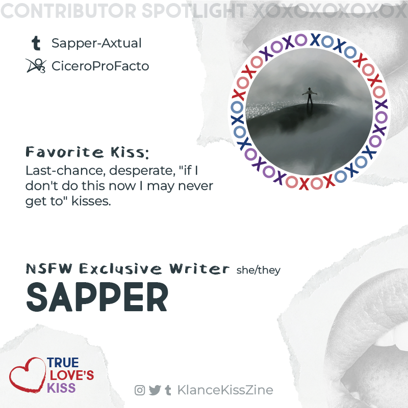KlanceKissZine's tweet photo. 🌟Contributor Spotlight🌟

Hello Klancers! 💋

Introducing Sapper! 😘
@/Sapper-Axtual over on Tumblr

We can’t kiss and tell you how excited we are for their story!! 💕

xoxo https://t.co/BIU2soh3EC