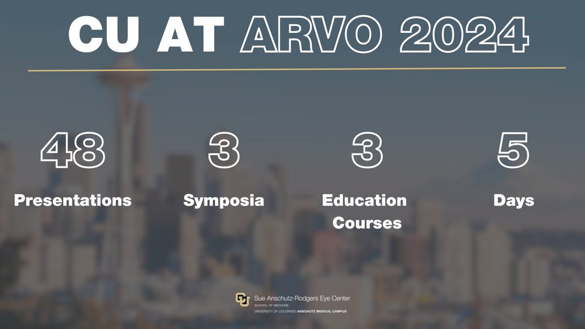 We are counting down to the annual @ARVOinfo meeting! From the latest risk factors and treatments for cataracts and AMD to deep learning and ophthalmic imaging, we hope you will join our department for our vast array of presentations and sessions this year! #ARVO2024 #CUAnschutz