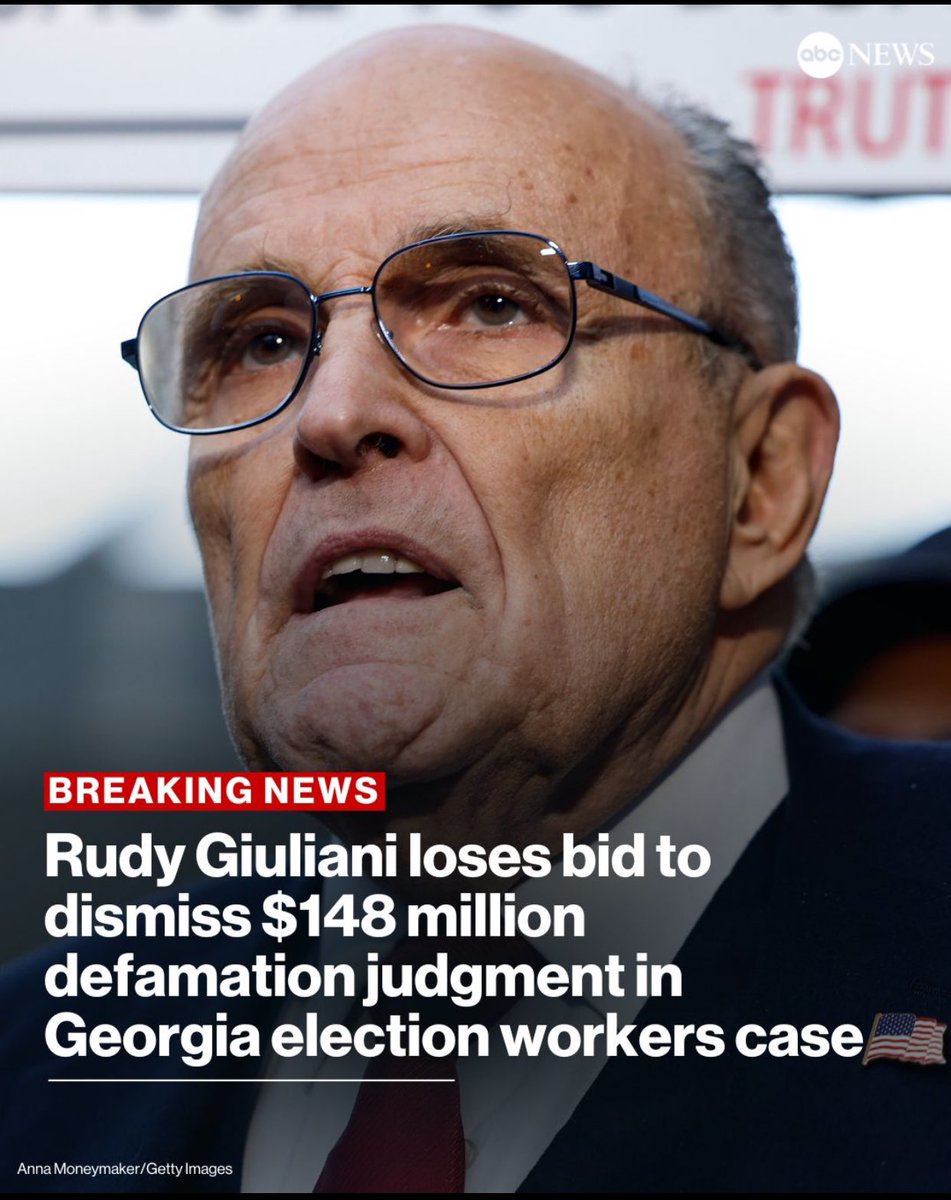 BREAKING: Rudy Giuliani has lost his bid to dismiss the $148 million defamation judgment against him from late last year won by former Georgia election workers Ruby Freeman and Wandrea 'Shaye' Moss.