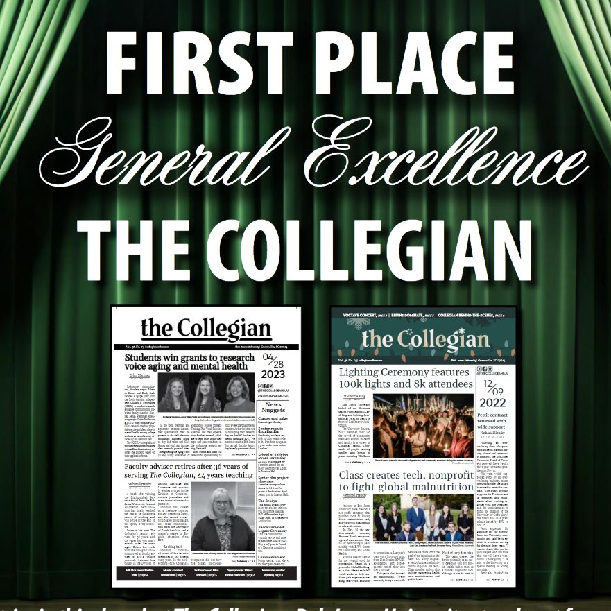 Proud of this group of student journalists on The Collegian at @BJUedu who won 12 awards in the @SCPressAssoc collegiate contest, including General Excellence!