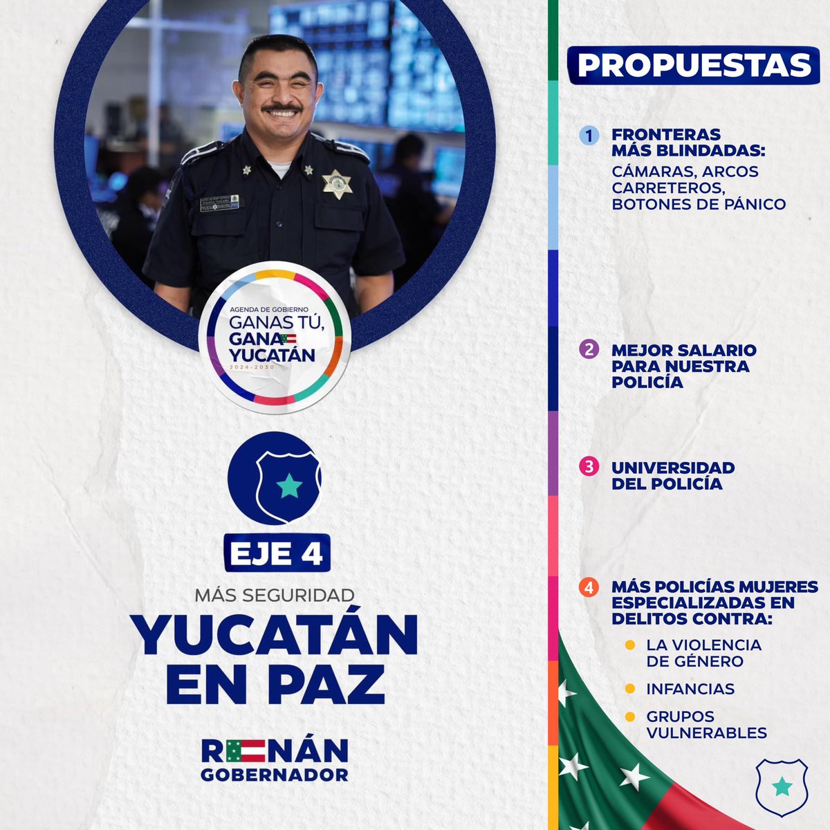 El baluarte de las y los yucatecos es vivir en paz y seguridad, eso lo vamos a defender, mantener, cuidar y mejorar con @RenanBarrera porque queremos seguir viviendo en un #YucatánEnPaz. 

#GanasTúGanaYucatán✅
#UnidosGanaYucatán✨