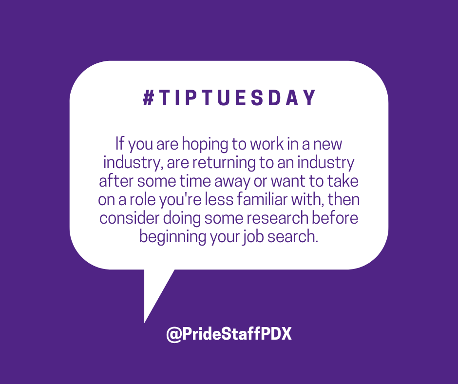 Do some research before beginning your job search in a new industry or field. #TipTuesday