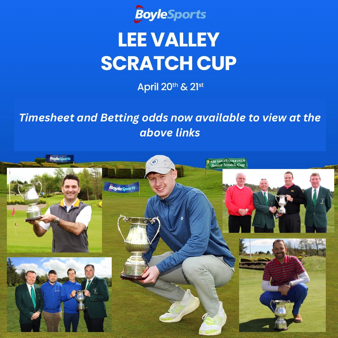 Lee Valley Scratch Cup Timesheet and Betting odds now available at the following links;

Timesheet
lvssc2024.golfgenius.com/pages/10509209…

BoyleSports Betting Odds
boylesports.com/sports/golf/bo…

#irishgolf #golfireland #amateurgolf #corkgolf #munstergolf