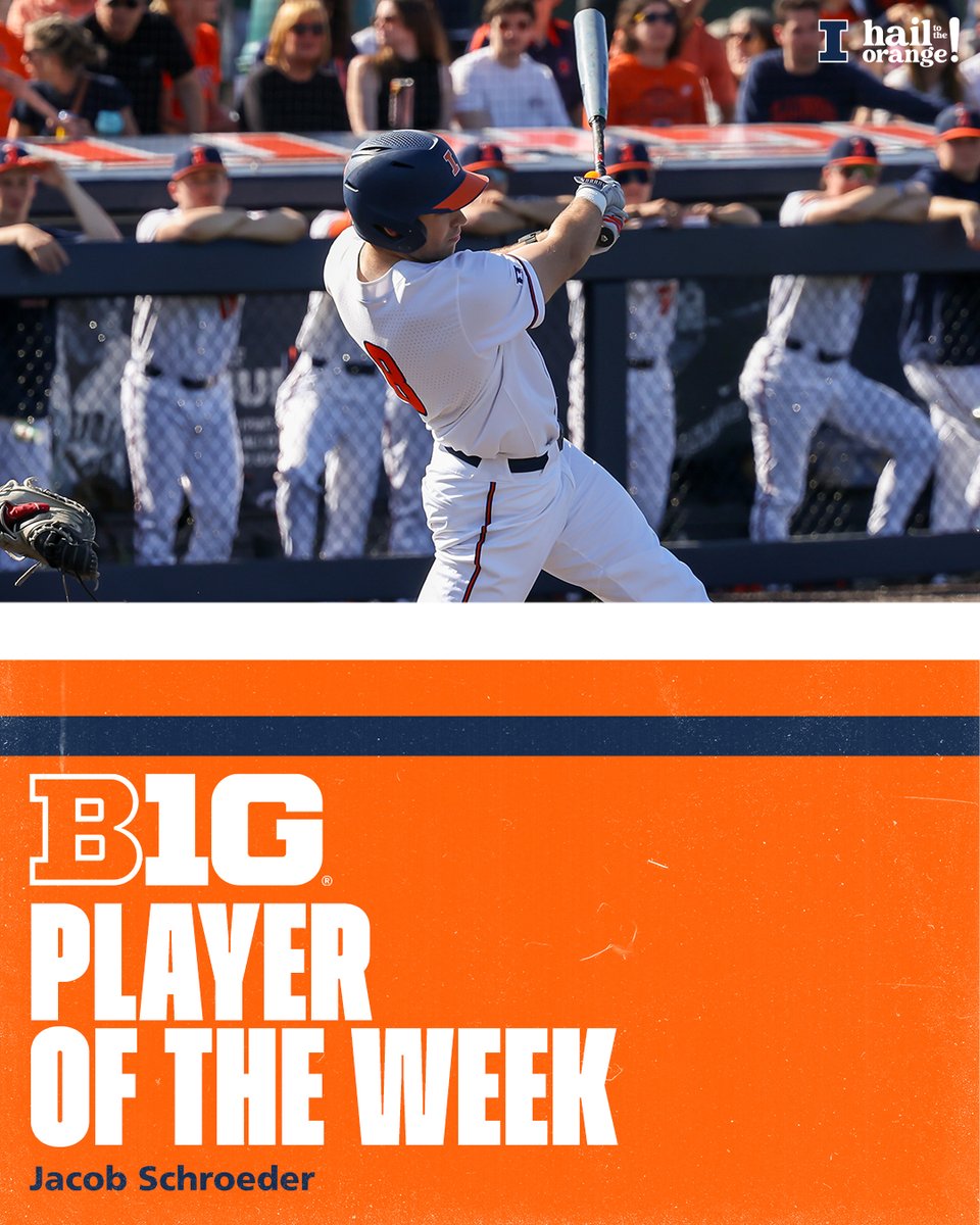 For the second time in the last three weeks, @j_schroeder12 has been named @B1Gbaseball Player of the Week! #Illini | #HTTO