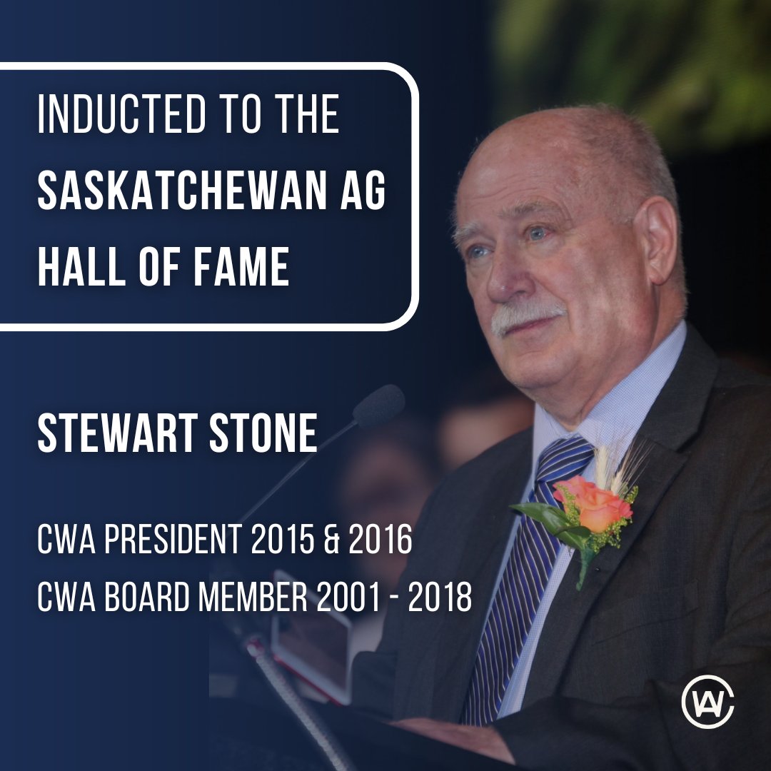 Stewart Stone was inducted into the Sask Ag Hall of Fame.👏 Stewart played a significant role on the CWA board. He was a member for 18 years & stood as president for two. Congrats on your induction! Your dedication to the Ag industry has left a lasting impact.💙 #CWALegacy
