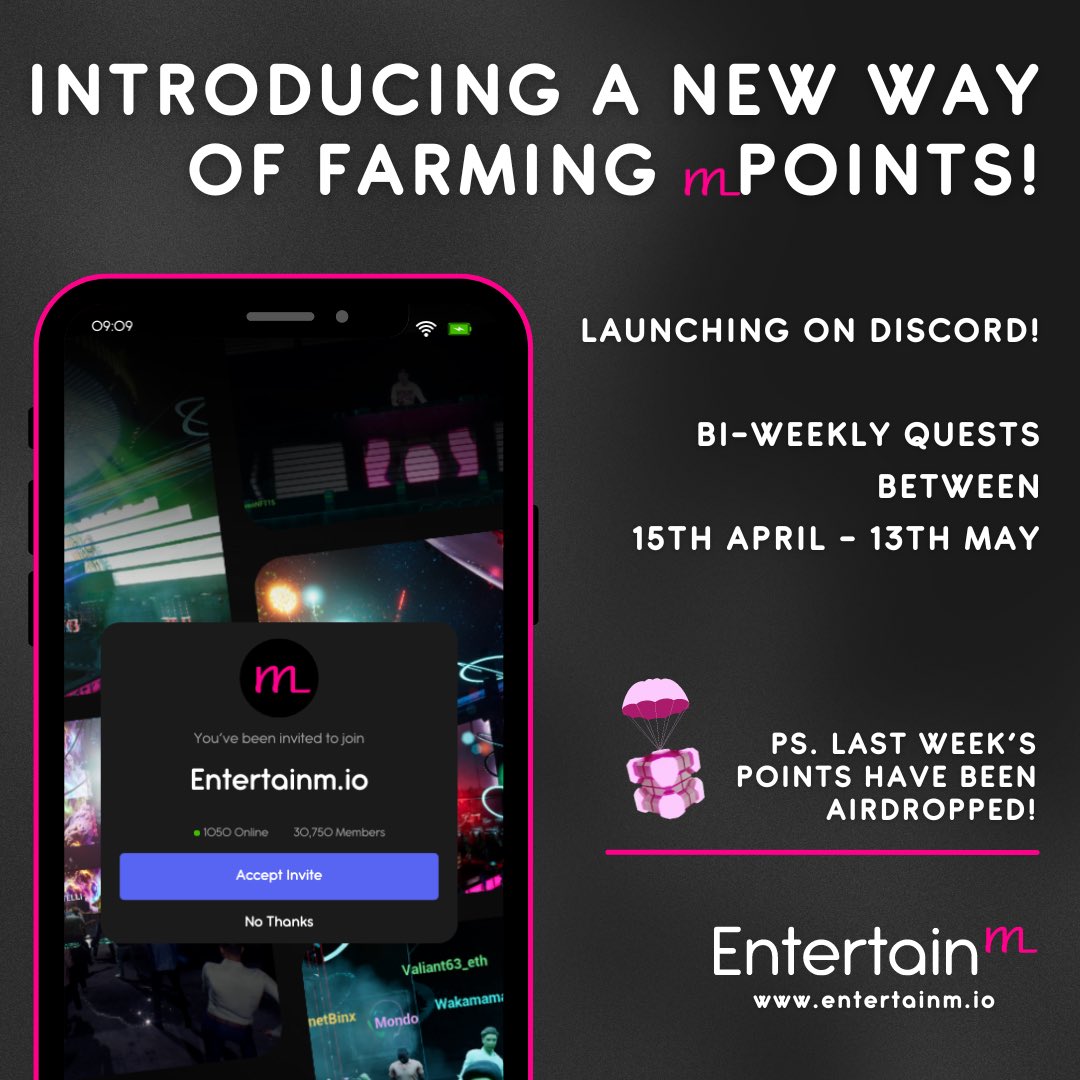 Introducing a new and engaging way of farming mPoints. Launching on Discord Today!🤩 Between 15th of April and 13th of May in the “Farming points” channel on Discord, there will be new quests posted bi-weekly to reward our community with bonus points besides the activity on our…