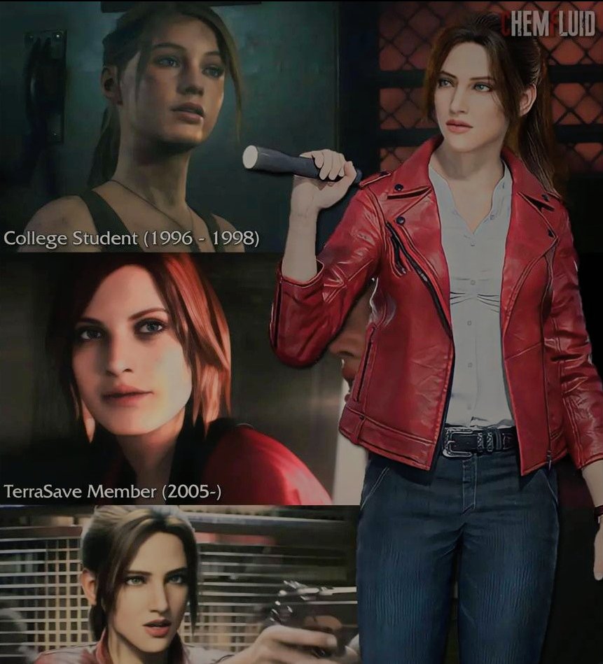 Claire Redfield was a college student in 1996 - 1998 & she's been a TerraSave member since 2005 

(Credit: Chemfluid on Instagram) 

#ResidentEvil #RE #REBHFun #ClaireRedfield #ResidentEvil2 #ResidentEvilRevelations2 #ResidentEvilInfiniteDarkness #ResidentEvilDeathIsland #Capcom