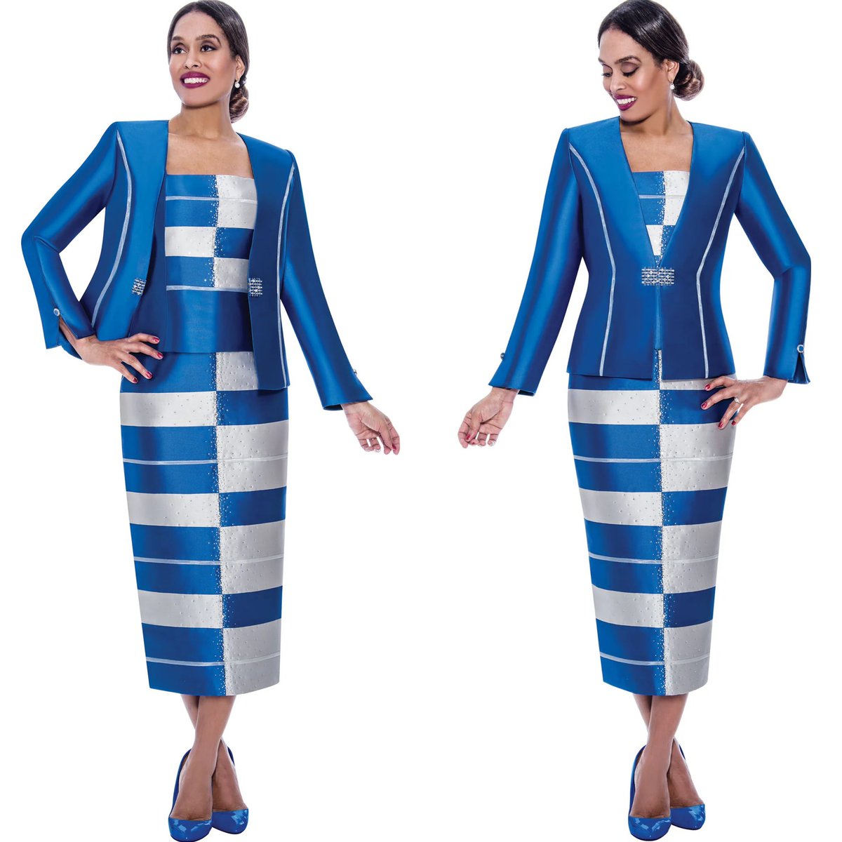 Ben Marc 2133 Royal Blue Silky Twill Skirt Suit 
divasdenfashion.com/products/ben-m… 
#DivasDenFashion #blueskirtsuit #bluesuit #BenMarc #skirtsuit #colorblock #rhinestone #springfashion #Fatandfabulous #Girlwithcurves #curvesarebeautiful #Queensize #funeralfashion #cogicfashions #curvygirls