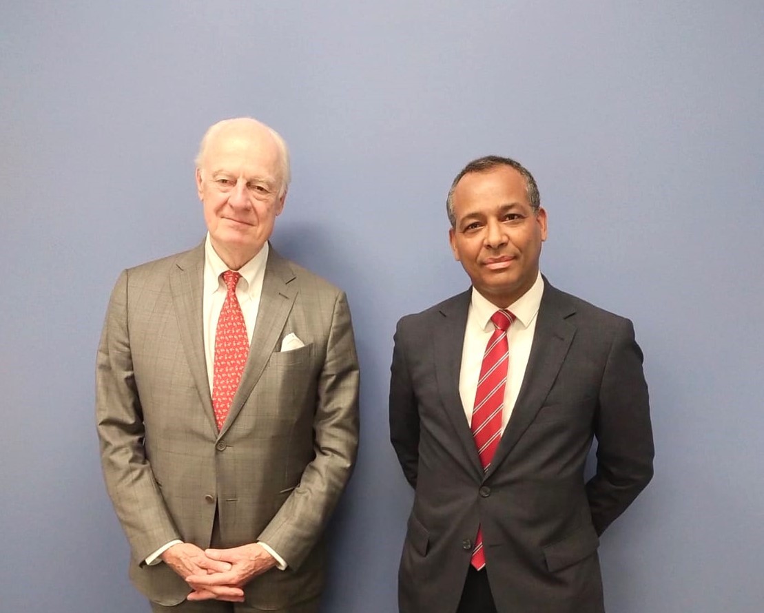 Ahead of Security Council Consultations on MINURSO tomorrow, at the UN HQ in New York I met Mr Staffan de Mistura, PESG for #WesternSahara. We discussed the situation and prospects of the UN peace process, and I reiterated the position of the Frente #POLISARIO in this regard.