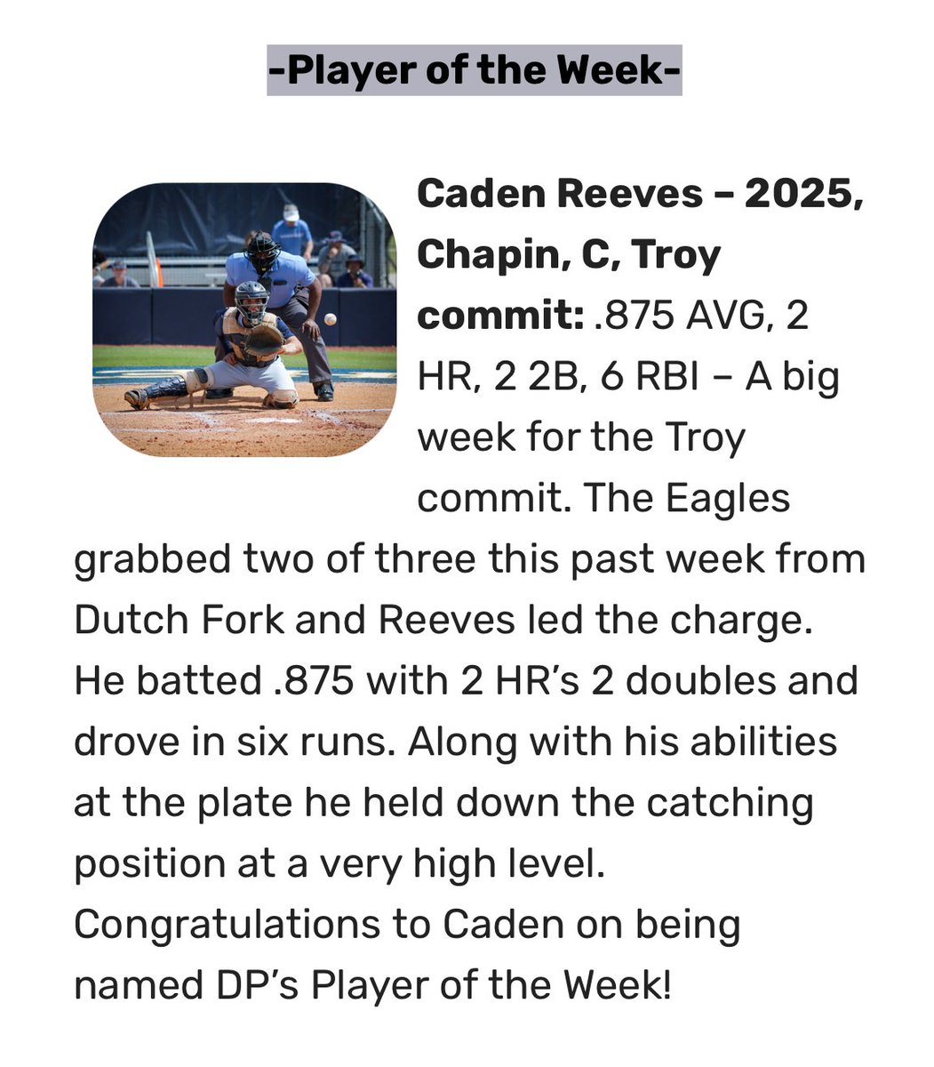 Caden Reeves (@cadenreeves5) on Twitter photo Thank you <a href="/diamondprospect/">Diamond Prospects</a> for this award
<a href="/ChapinBaseball/">Chapin Baseball</a> <a href="/mustangs_2025/">Indiana Mustangs National 2025</a> <a href="/SkylarTMeade/">Skylar Meade</a> Thank you <a href="/diamondprospect/">Diamond Prospects</a> for this award
<a href="/ChapinBaseball/">Chapin Baseball</a> <a href="/mustangs_2025/">Indiana Mustangs National 2025</a> <a href="/SkylarTMeade/">Skylar Meade</a>
