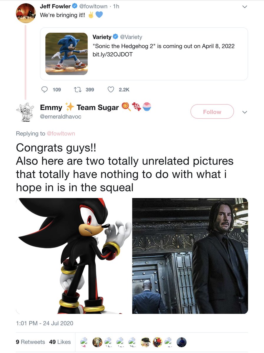 emeraldhavoc's tweet photo. @fowltown so I'm getting an invite to the red carpet premiere right????
#Sonic3 #SonicMovie https://t.co/9a0EdwTNLF