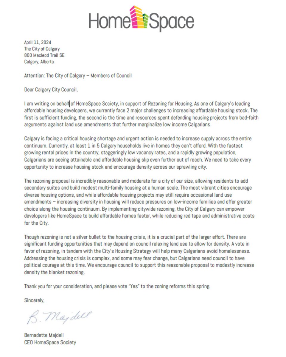 Calgary is facing a critical housing shortage and urgent action is needed to increase supply across the entire continuum. HomeSpace supports City Council vote in favour of the residential city-wide rezoning. Read our full letter below. 

#yyccc #blanketrezoning #housing