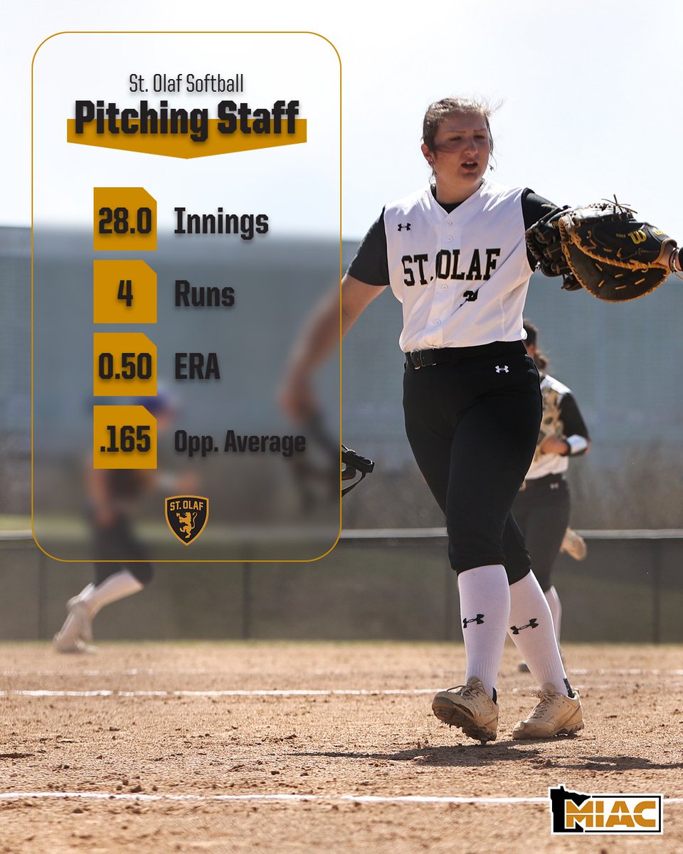 The @StOlafSoftball pitching staff 𝙜𝙤𝙩 𝙞𝙩 𝙙𝙤𝙣𝙚 in the circle over the weekend! #UmYahYah | #OlePride | #d3sb