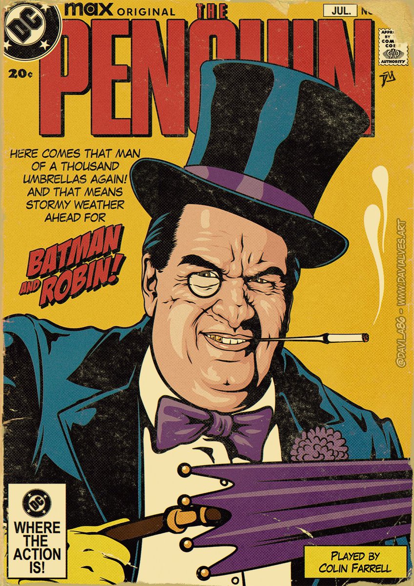 What are your expectations for this series?🤔 The Penguin 🐧 Played by Colin Farrell DC Retro comics cover Art #retrocomics #dccomics #fanart #batman