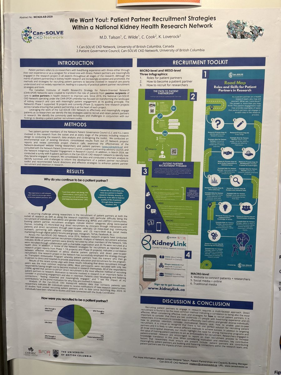 We want you! Patient Partner Recruitment Strategies within a National Kidney Health Research Network. Visit our poster presentation at 366 at #ISNWCN We’re looking forward to chatting about #PatientEngagement #PatientPartners #KidneyResearch #thisisISN