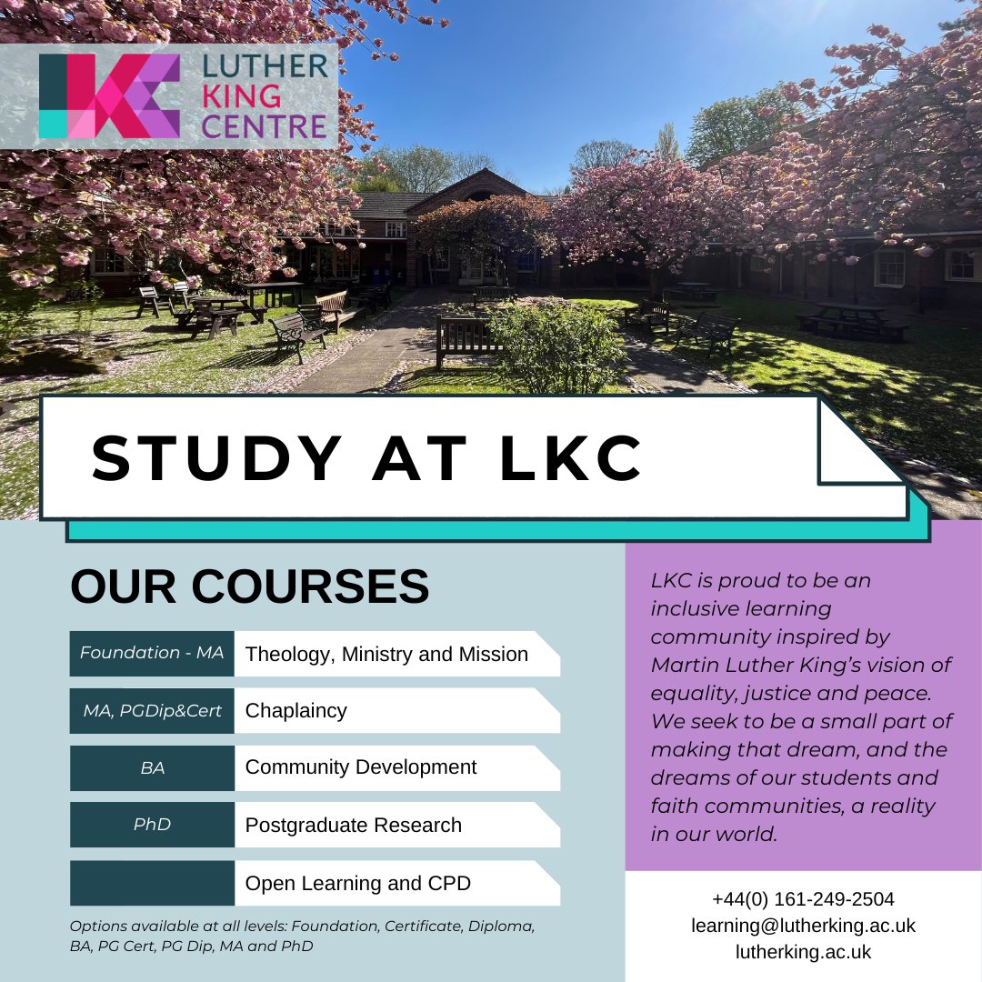 If you're exploring the study options we offer at LKC, why not come along to one of our open events? We have taster sessions online this Saturday (4-5:30pm) and Sunday (203:30pm) as well as upcoming open evenings. Find out everything you need to know here: linktr.ee/lutherkingcent…