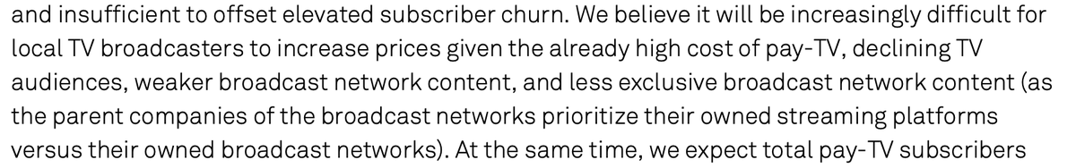 S&P predicts that local TV broadcasters' retrans revenues will peak in 2025, with slight declines thereafter. @Comm_Daily