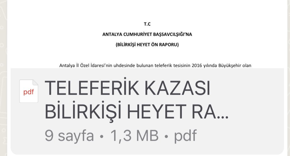 ⚫️Antalya’daki Teleferik kazasına ilişkin Bilirkişi Ön Raporundan… ⚫️2017 yılından itibaren tesise ait iş emri formlarının günlük tutulduğu 2024 yılına ait Ocak, Şubat, Mart aylarına ait iş emri form belgelerinde yapılan işlemler görülmüştür. Ancak direklere ait cıvataların…