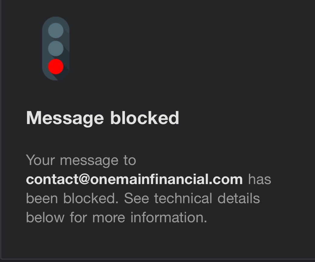 ItsMeDYK's tweet photo. #OneMainFinancial sent me an email that said that they wanted to me to contact them about a loan. When I replied to the email, I received a reply saying that they blocked me. If @OneMain Financial is blocking emails from people they contacted first, then One Main Financial is a Scam