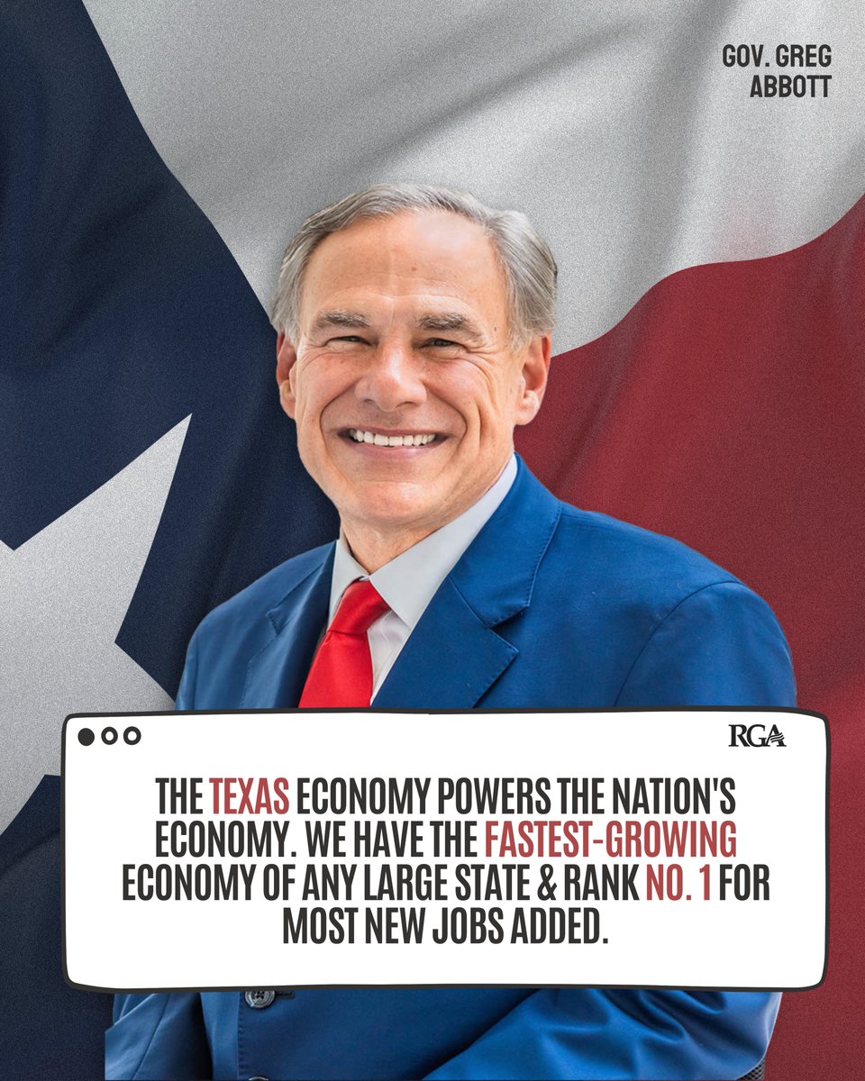 Texas's economy is thriving, not only benefiting the Lone Star State, but our entire nation. Thank you @GovAbbott for your leadership!