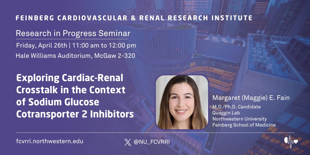 Today at 11 AM, head to the Daniel Hale Williams Auditorium for Maggie Fain's seminar on the role of sodium glucose cotransporter 2 inhibitors in cardiac and renal health.

See you there!