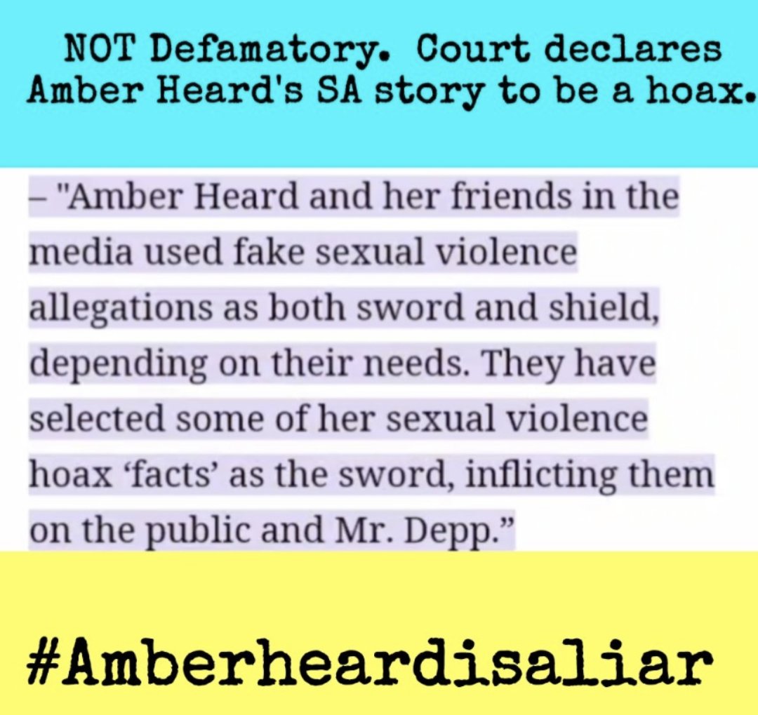 Just a reminder that the VA court legally determined that Amber Heard's SA allegations involving the bottle, is literally a hoax. The Adam Waldman statement below was found to be NOT DEFAMATORY #amberheardisaliar #AmberHeardIsAnAbuser #johnnydeppwon