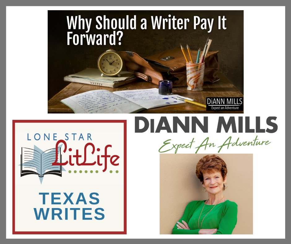 In Texas Writes, author @diannmills shares how writers can (and should) pay it forward. Get these and more writing tips on #LoneStarLit. #amwriting #TexasWriters #TexasAuthors #TexasReaders #LiteraryTexas lonestarliterary.com/content/texas-…