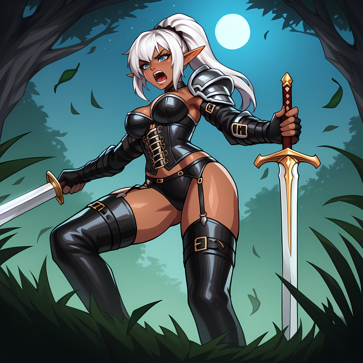 SlipperyGem's tweet photo. #AmbushAI × @KettleworksAI & @FantasyofAIArt
Hot-blooded dark elf merc wants your bounty!
These are not done with ControlNet, just prompt craft.
Actions are indeed a challenge to do.
#waifuanime #aiwaifus #aigirls #AIArtwork #AIart #AIイラスト #AI美女 https://t.co/JZXKYVpFc6