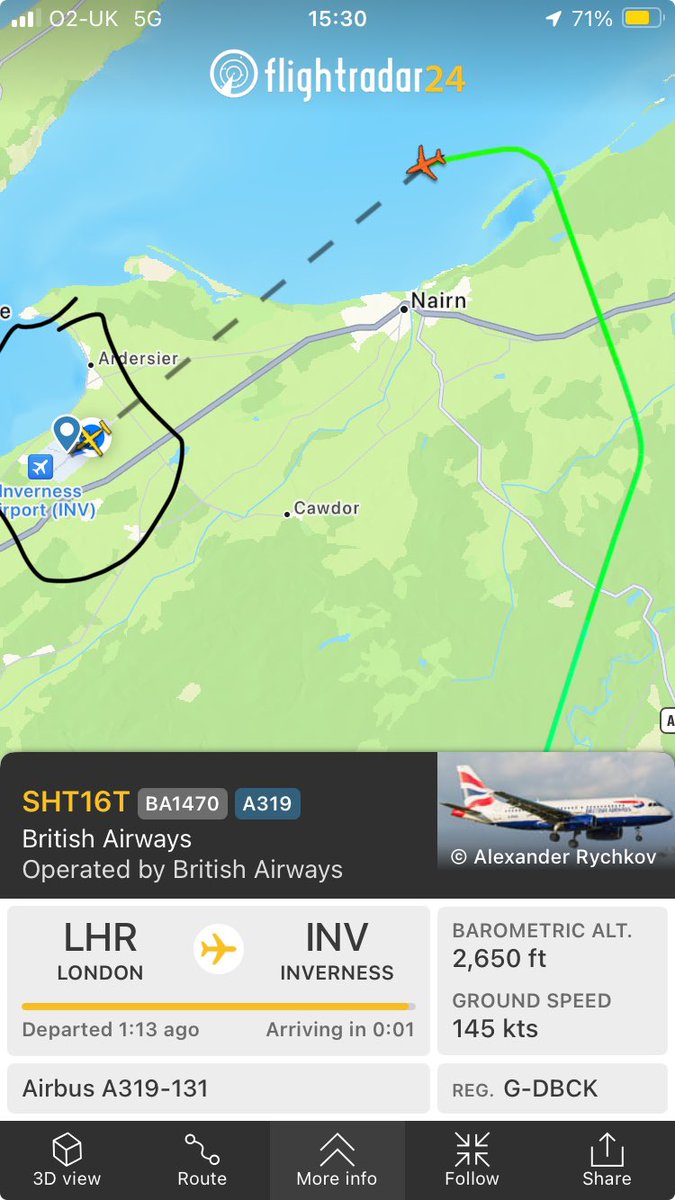 I thought we were weren’t wasting any time on the backtrack to depart INV today in our little @FlyLoganair ATR42……. Turns out the delayed @British_Airways A319 was on final! 😂😂✈️. NB: This is simply an amusing anecdote…..nothing else!  👍 #AvGeek