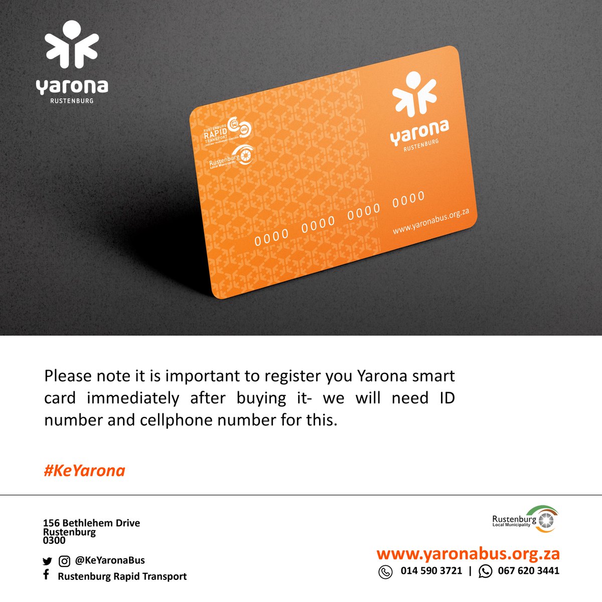 KeYaronaBus's tweet photo. Please note it is important to register your Yarona SmartCard immediately after buying it – we will need ID no and cellphone no for this.

#KeYarona https://t.co/AX53wuDo47